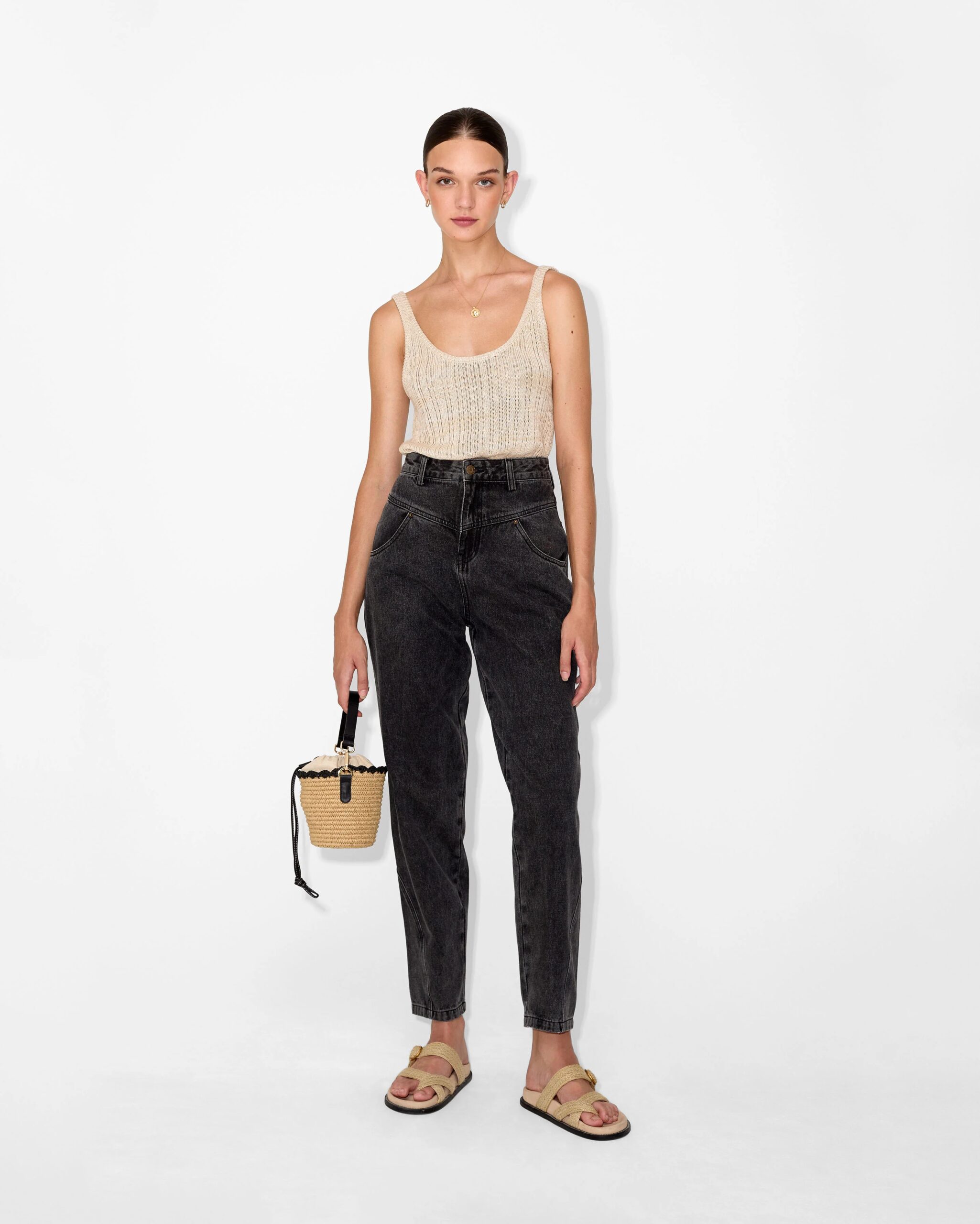 High-Waisted Black Denim Jeans